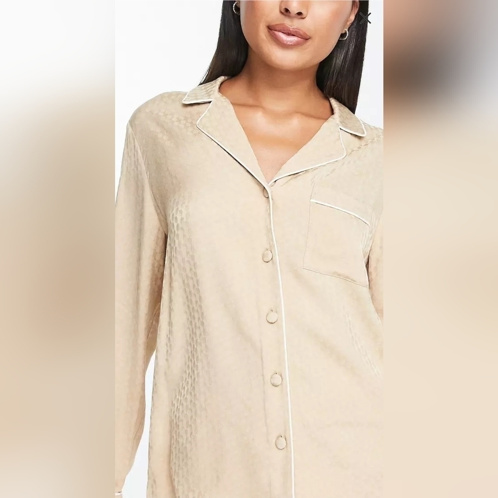 Other Stories Pajama Top Satin Textured Medium